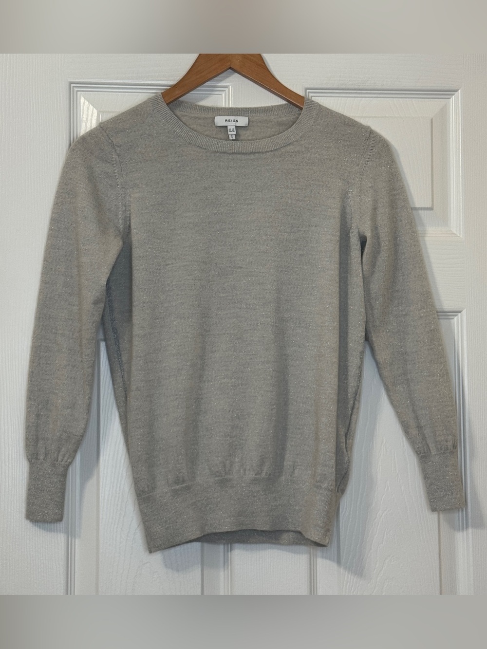 REISS Wool Blend Metallic Shimmer Sweater Size 6